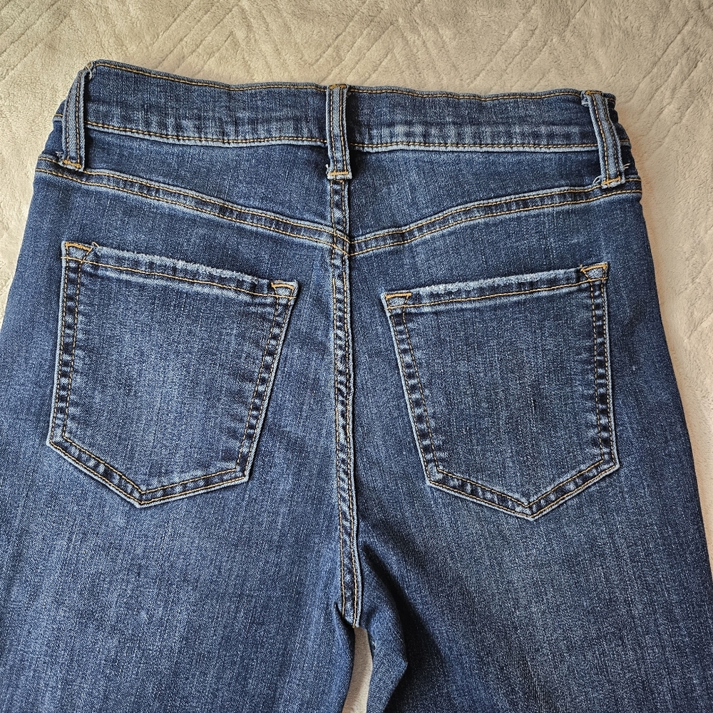 Sneak Peek Dark Wash Boho Flare Jeans with Side Slit & High Waist 26 - Picture 10 of 13